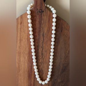 Glass Pearl Vintage Necklace Silver Closure 17” Beaded Chinese Export Sterling